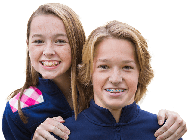 Young boy and girl with braces